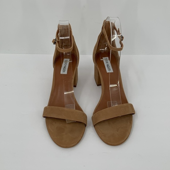 Steve Madden Irenee ankle strap brown suede block heel sandal shoe caramel 10 - Picture 4 of 6